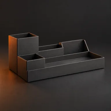Producto ficticio: organizador modular de escritorio en color grafito