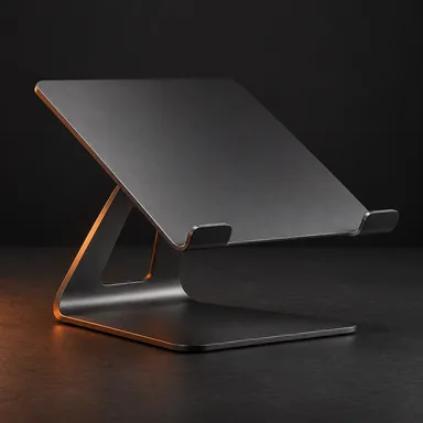 Producto ficticio: soporte de aluminio para laptop en color grafito